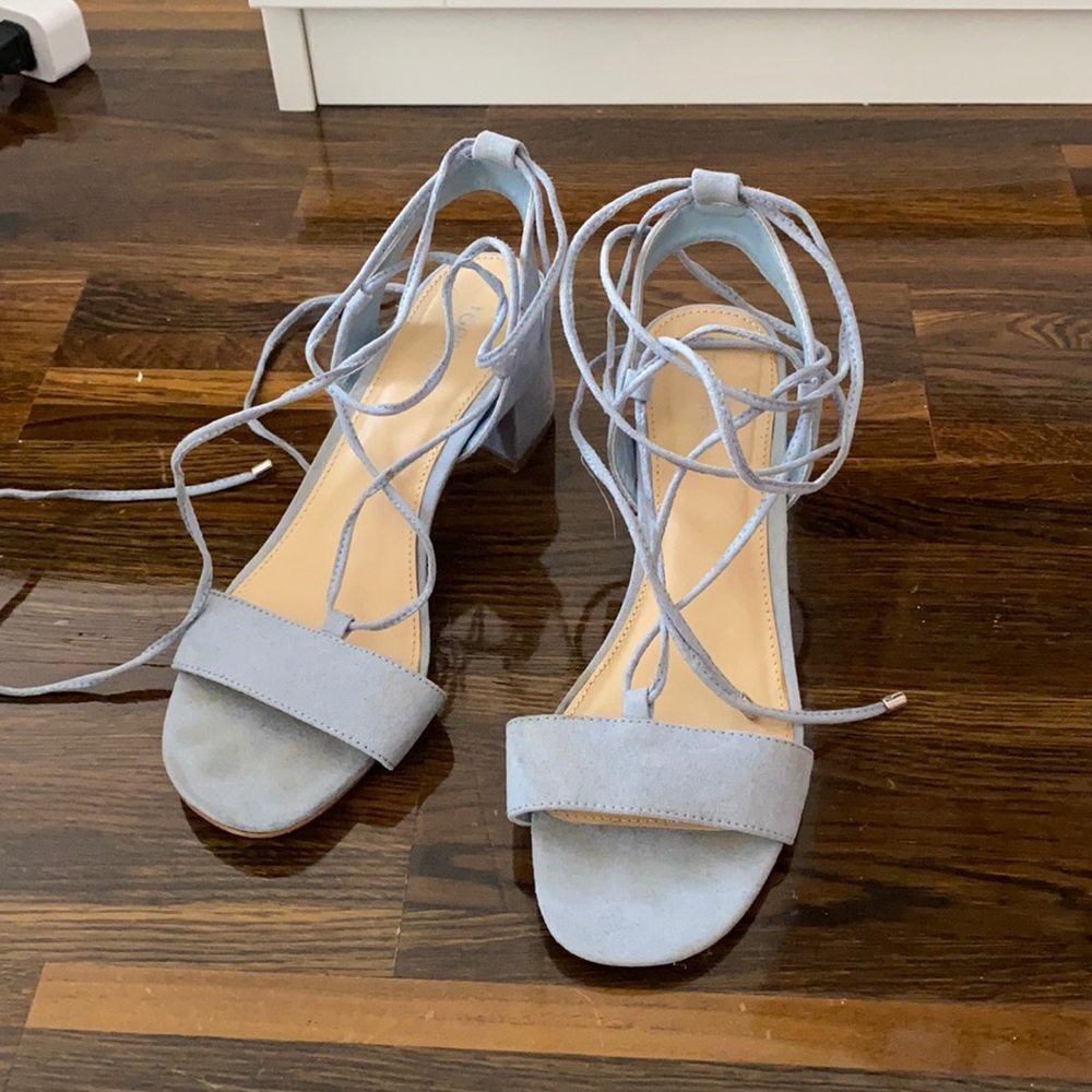Blue lace up sandals